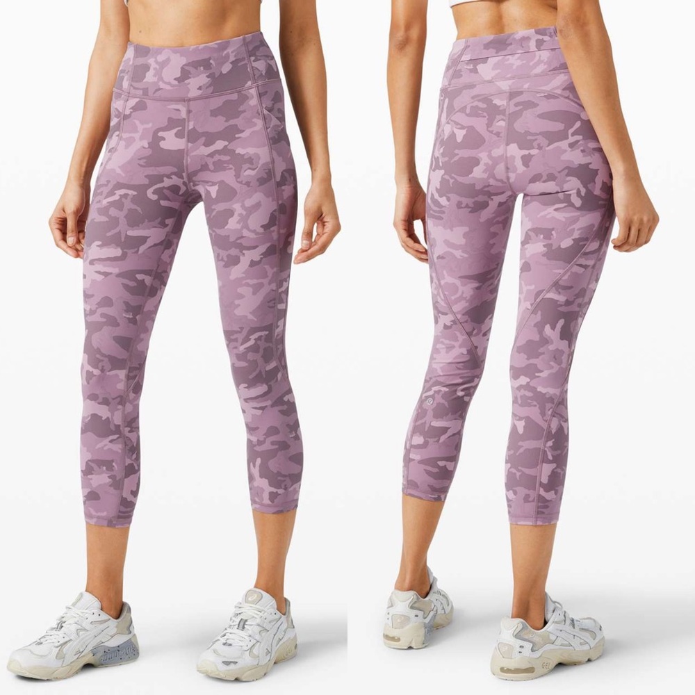 Lululemon Time To Sweat Crop 23" Incognito Camo Pink Taupe Multi W6AX7S‎ Size 2
